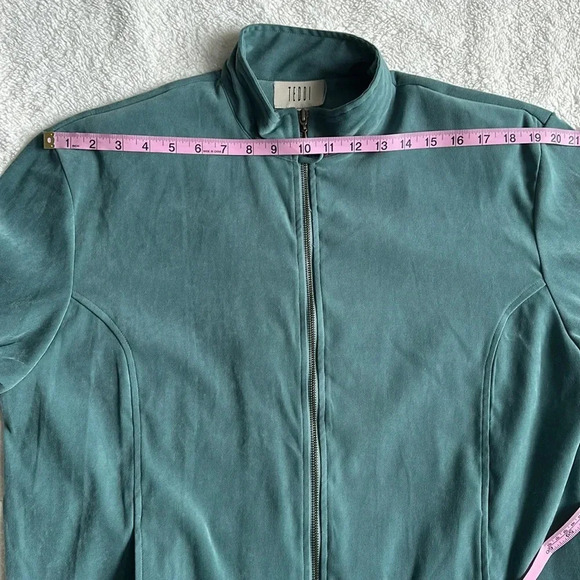 Vintage Y2K Muted Earthy Green Casual‎ Full Zip Casual Bomber Shacket Jacket L - Picture 11 of 12